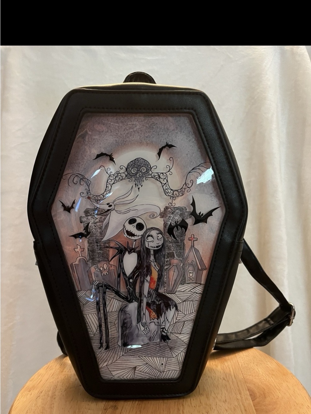 Disney Nightmare Before Christmas Jack & Sally Coffin Pin Collector Backpack